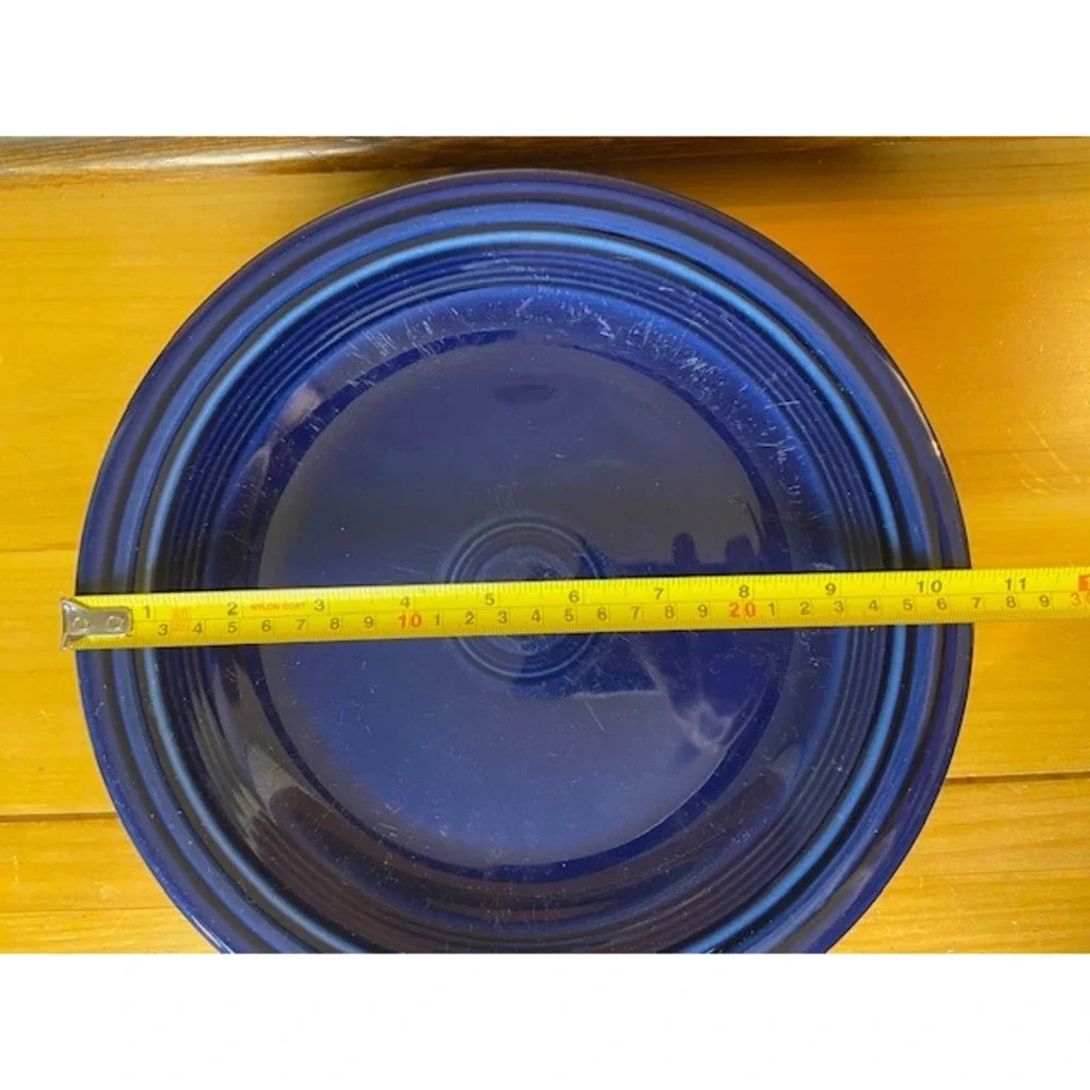 Fiesta Homer Laughlin Cobalt Blue 10.5 Dinner Plates Set of 7 Vintage Ceramic